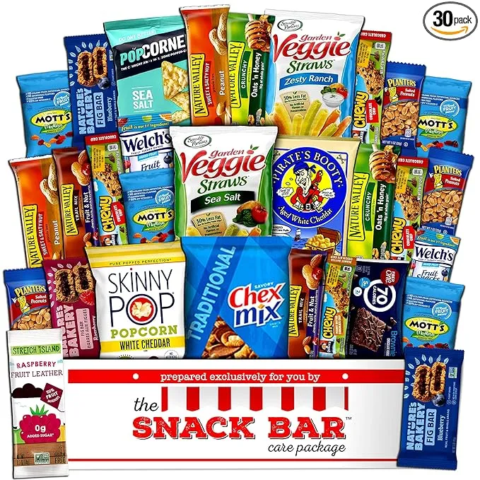 Healthy snack Care Package (30 count) A Gift crave Box with a Variety of Healthy Snack Choices - Great for Office, College Military, Work, Students Holiday Gifts.