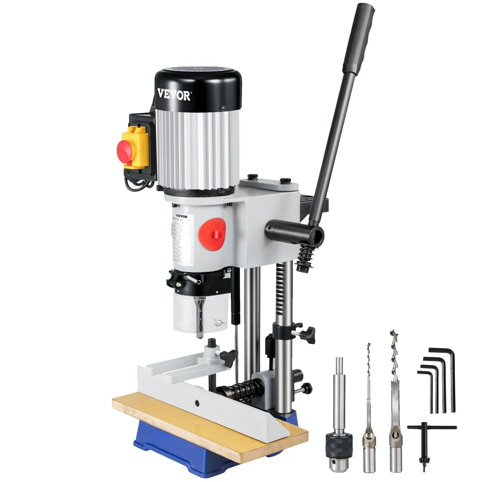 VEVOR Woodworking Mortise Machine 3/4 HP 3400RPM Powermatic Mortiser with Chisel Bit Sets Benchtop Mortising Machine for Making Round Holes Square