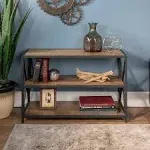 26 in. Barnwood/Black Metal 3-shelf Etagere Bookcase with Open Back