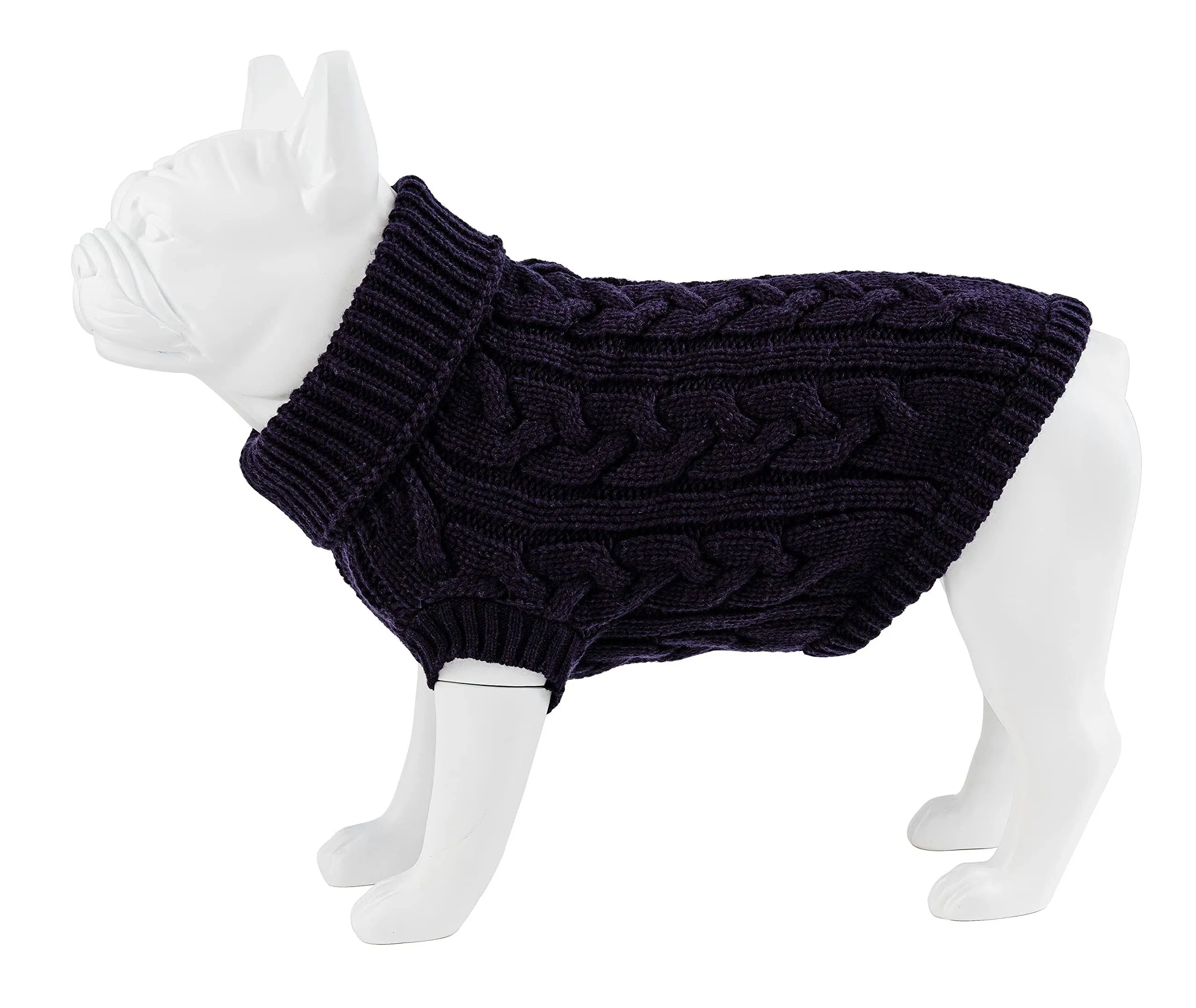 Hugo & Hudson Cable Knit Dog Pullover Sweater Turtleneck Warm Winter Knitwear ...