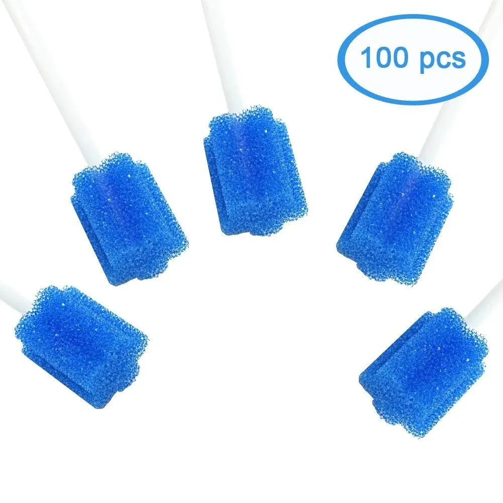 Oral Swabs Disposable- Untreated and Unflavored Mouth Oral Cleaning Sponge Toothbrushes White 100 Counts