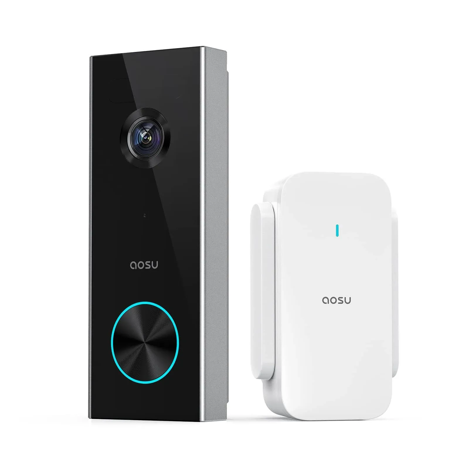 AOSU Wireless Doorbell Camera, Battery-Powered Video Doorbell with Chime, 2K Resolution, No Subscription Required, 2.4GHz WiFi, 180-Day Battery Life, AI Detection, Work with Alexa & Google Assistant