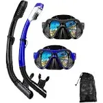 DIPUKI Snorkeling Gear for Adults Snorkel Mask Set Scuba Diving Mask Dry Snorkel Swimming Glasses Swim Dive Mask Nose Cover Youth Diving