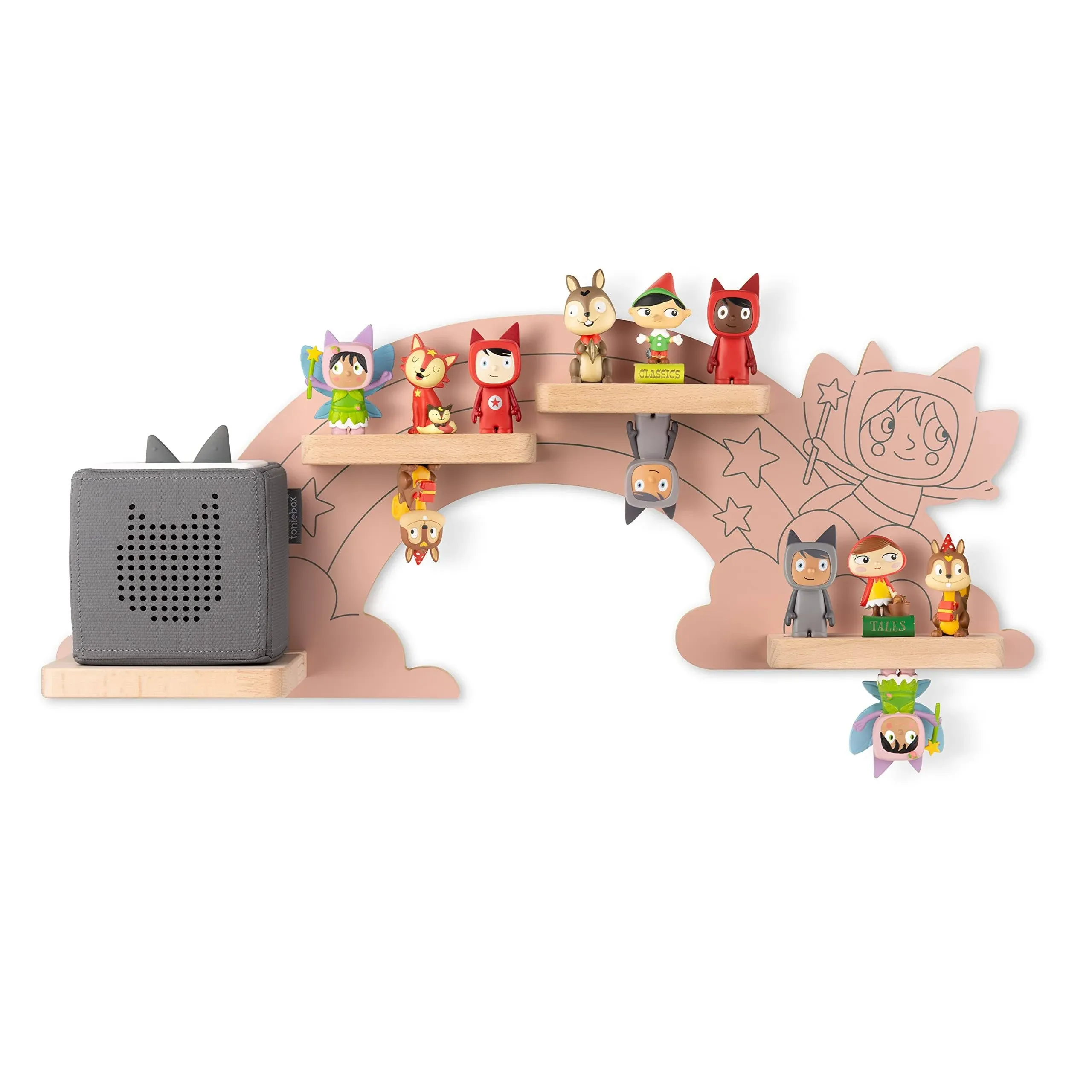 Tonies Magnetic Wall Shelf for Toniebox, Charging Station, and 20 Characters - Cloud