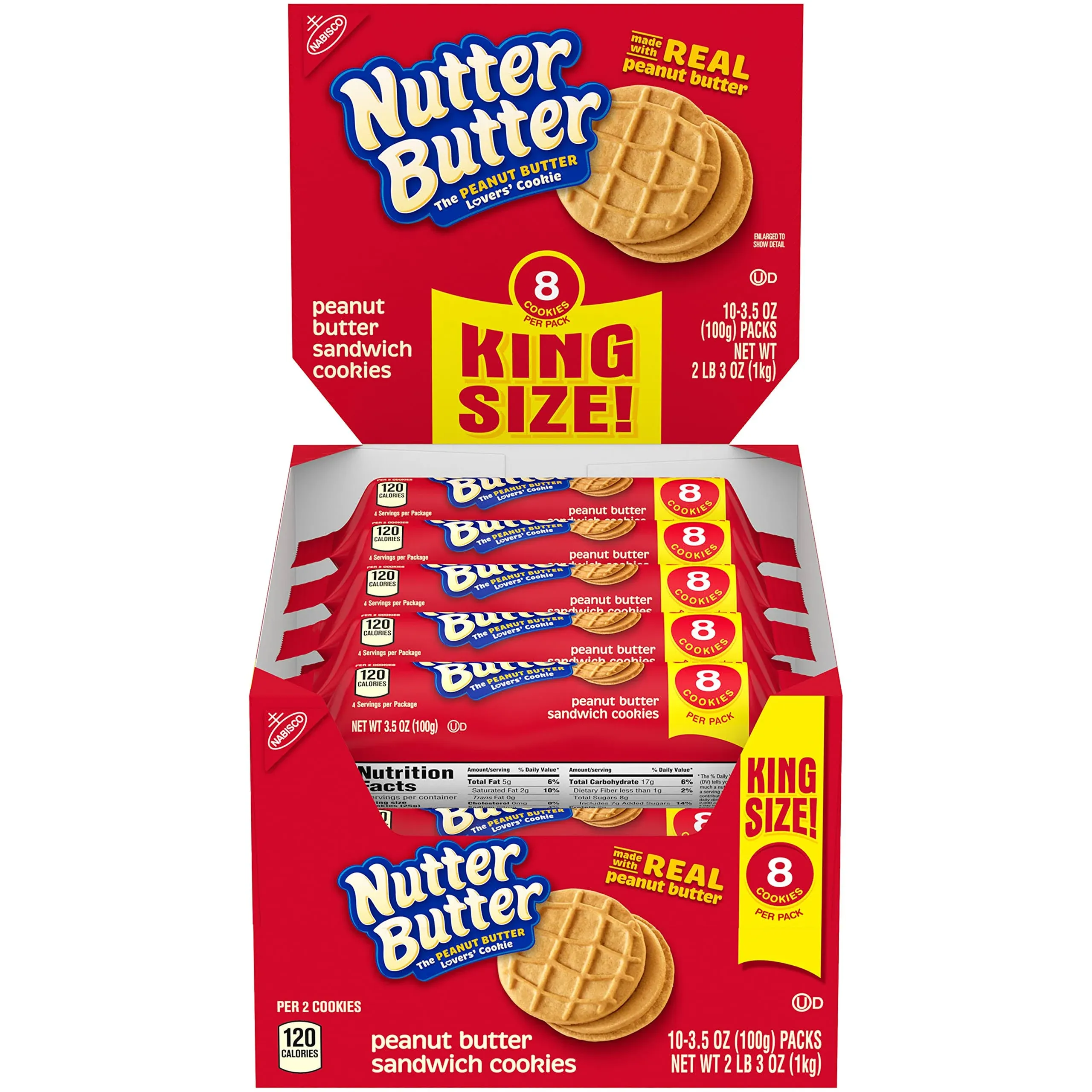 Nutter Butter Sandwich Cookies, Peanut Butter, 12 Packs - 12 pack, 1.9 oz packs