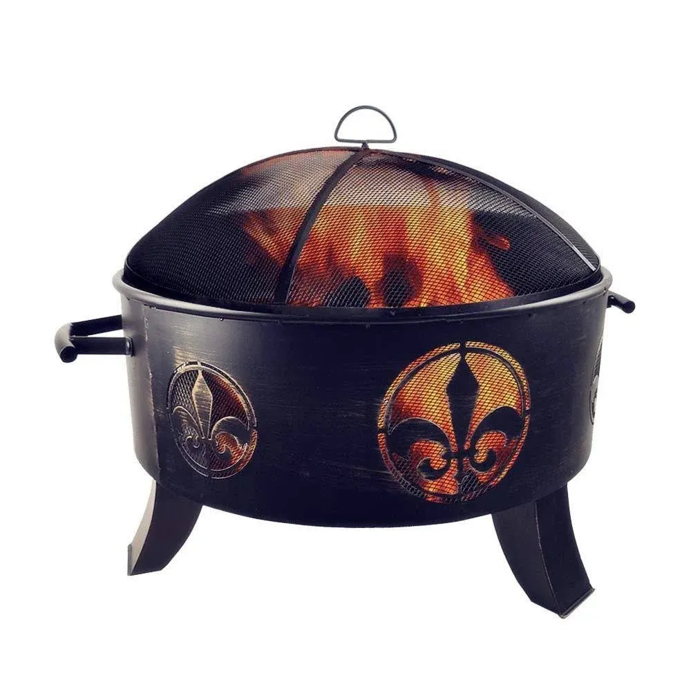 MTB Outdoor 30 inch Fire Pit Wood Burning (24 inch Fire Bowl), with Antique