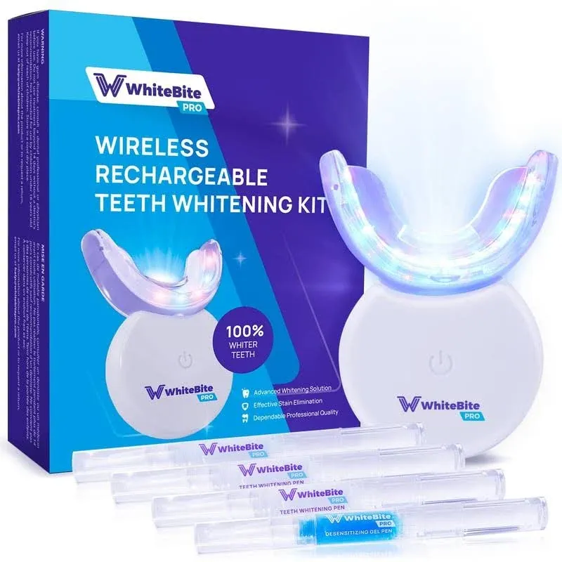 Teeth Whitening Kit Pen Gel: 32X LED Light with Hydrogen Carbamide Peroxide for Sensitive Teeth - Professional Tooth Whitener Dental Tools with Mouth Tray for Achieving a Bright White Smile