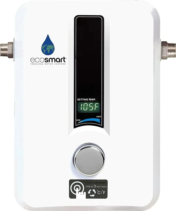 EcoSmart ECO 8 Tankless Water Heater, Electric, 8-kW - Quantity 1, 12 x 8 x 4