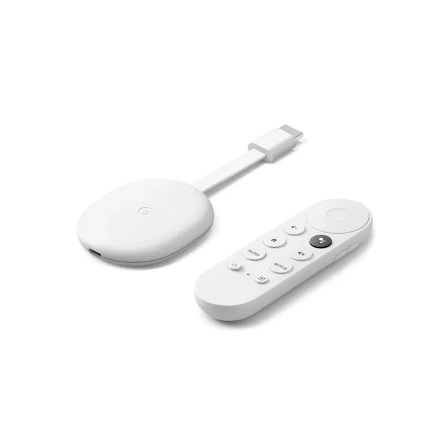 Google Chromecast with Google TV (4K)- Streaming Stick Entertainment with Voice Search - Watch Movies, Shows, and Live TV in 4K HDR - Snow