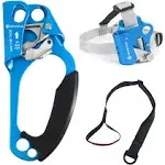 NewDoar UIAA & CE Certified Hand Ascender Rock Climbing Tree Arborist Rappelling Gear Equipment Rope Clamp for 8~13MM Rope-Set Right Blue