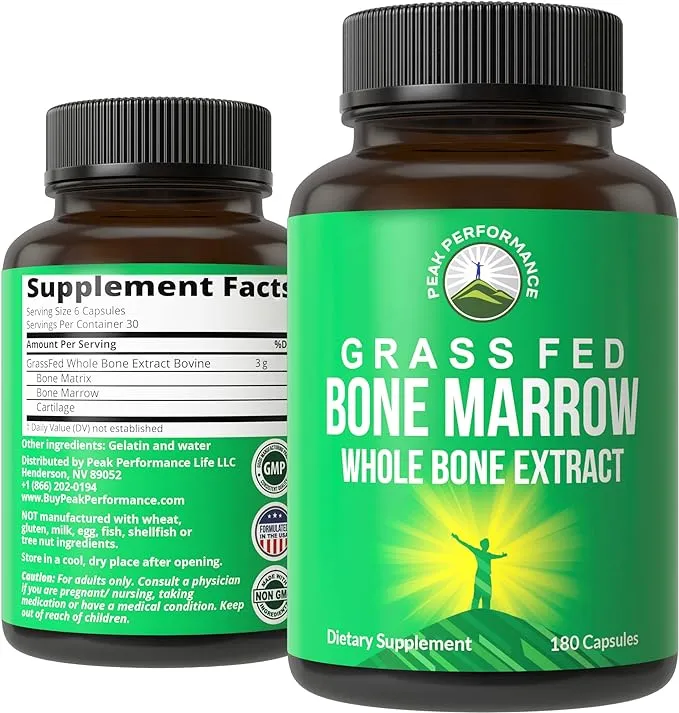 Peak Performance Grass Fed Bone Marrow Whole Bone Extract Supplement