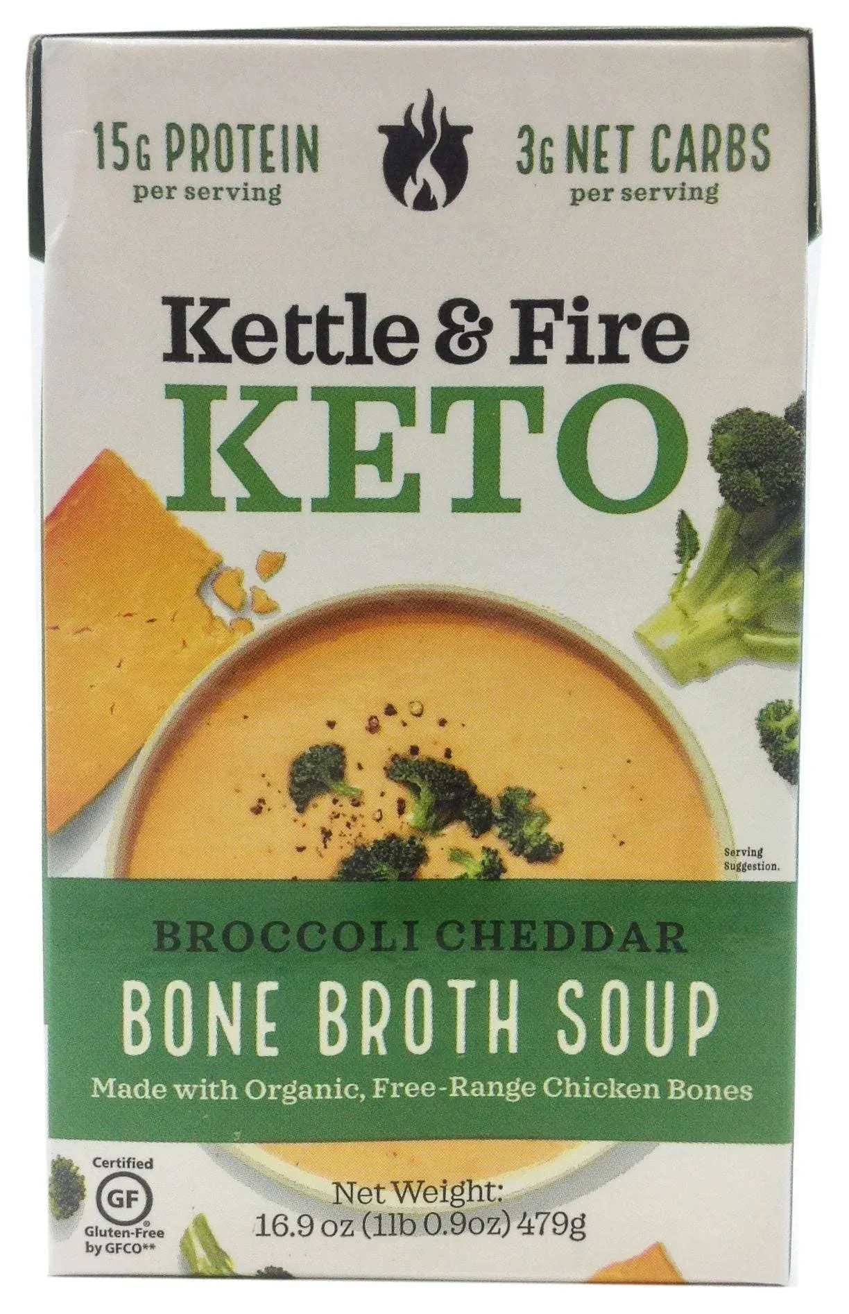 Kettle And Fire, Keto Soup Broccoli Cheddar Chicken Bone Broth, 16.9 O