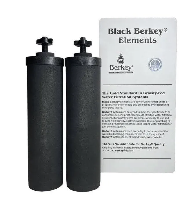 Set of 2 Berkey Authentic Black Berkey Elements and 2 Berkey PF-2 Fluoride and Arsenic Reduction Elements