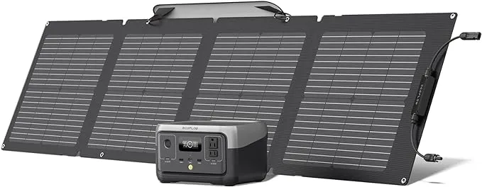 EF EcoFlow Solar Generator River 2 256Wh LiFePO4 Battery with 110W Solar Panel, Portable Power Station for Home Backup Outdoors