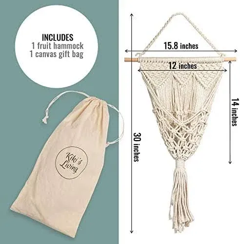 BOHO GARLIC STOCKING , Macrame Garlic Stocking, Macrame Produce Hanger, Macrame Potato Bag, Macrame Fruit Basket, Market Bag, Produce Bag