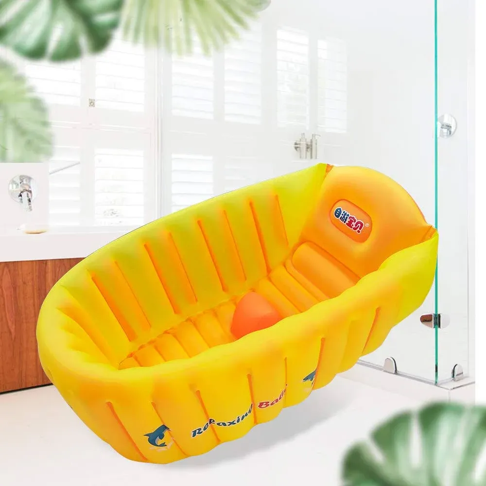 Relaxing Baby Inflatable Baby Bathtub, Anti- Slip Toddler Tub Portable Newborn ...