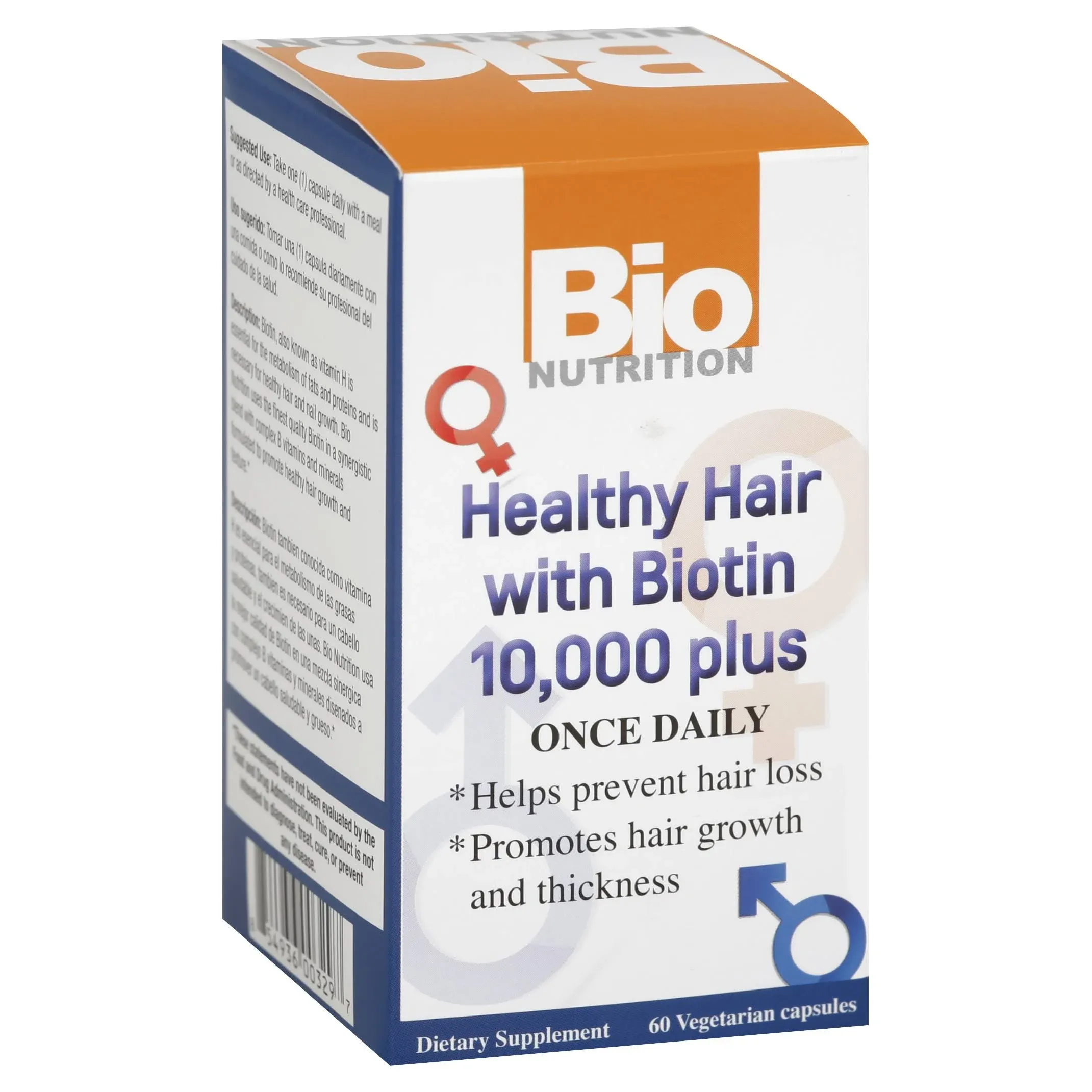 Bio Nutrition Healthy Hair, with Biotin, 10000 Plus, Vegetarian Capsules - 60 ...