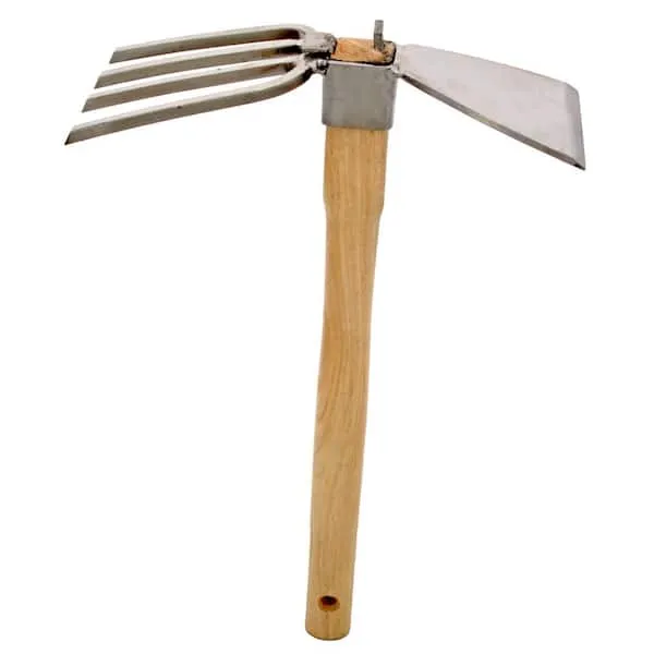 Unbranded 3.25 in. Stainless Steel Blade Head and 4-Prong Fork Hoe/Fork Combo Set J6-08