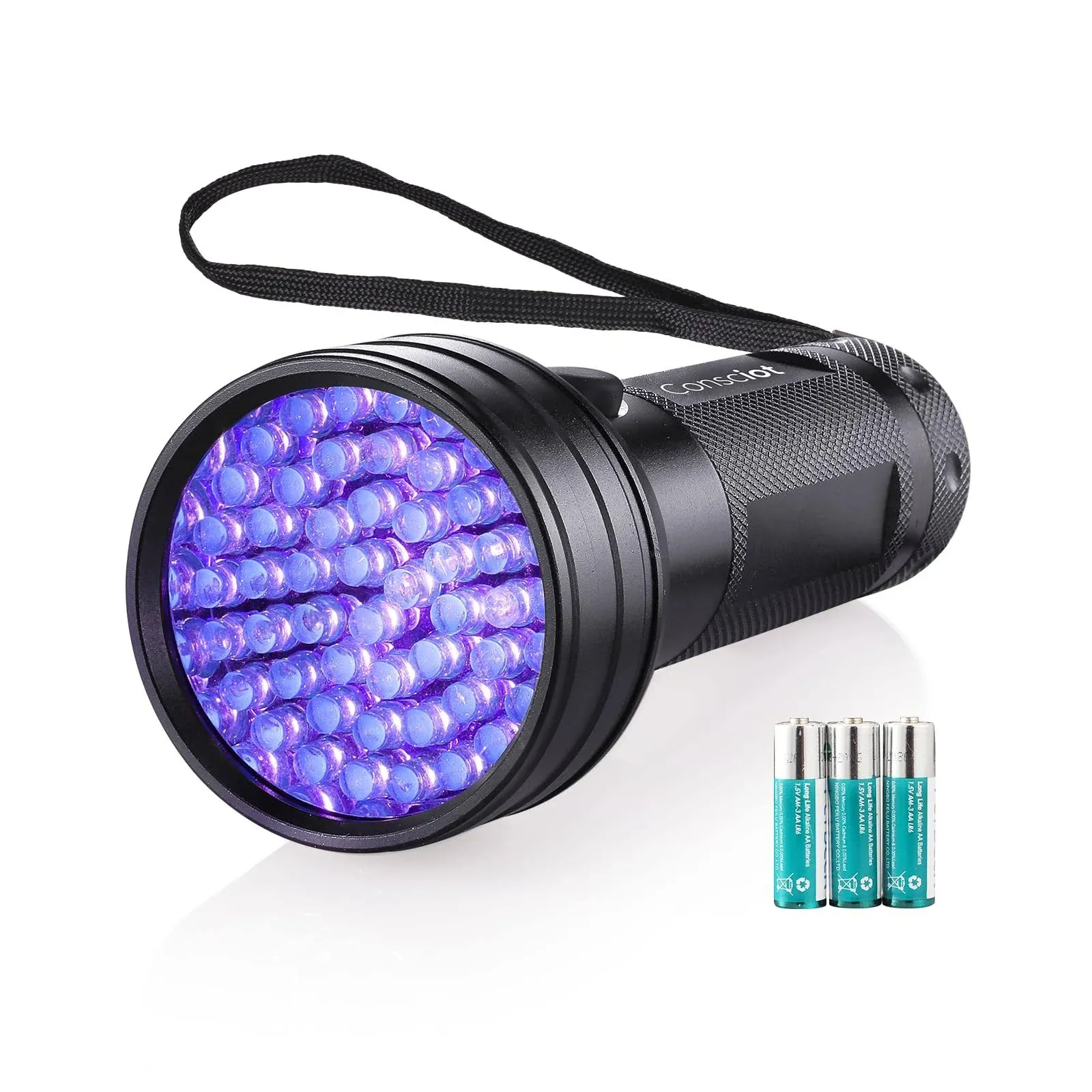 UV Flashlight Black Light, Consciot 51 LED 395nm Ultraviolet Blacklight, Portable Torch Light Pet Urine Detector for Dog/Cat Urine, Dry Stains, Bed Bug, Resin Curing, Matching with Pet Odor Eliminator