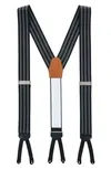 Shop Trafalgar Men's Astaire Grosgrain Striped Suspenders In Black Grey