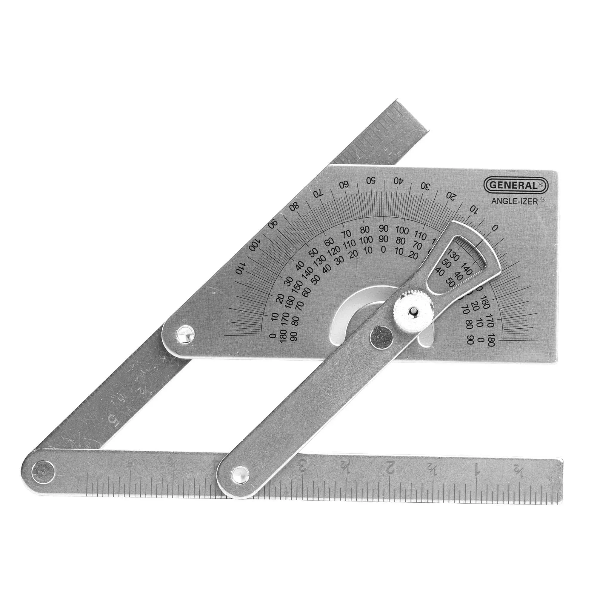 General Tools Protractor and Angle Finder #39, Stainless Steel, Outside, Inside, Sloped Angles, 0° to 180°