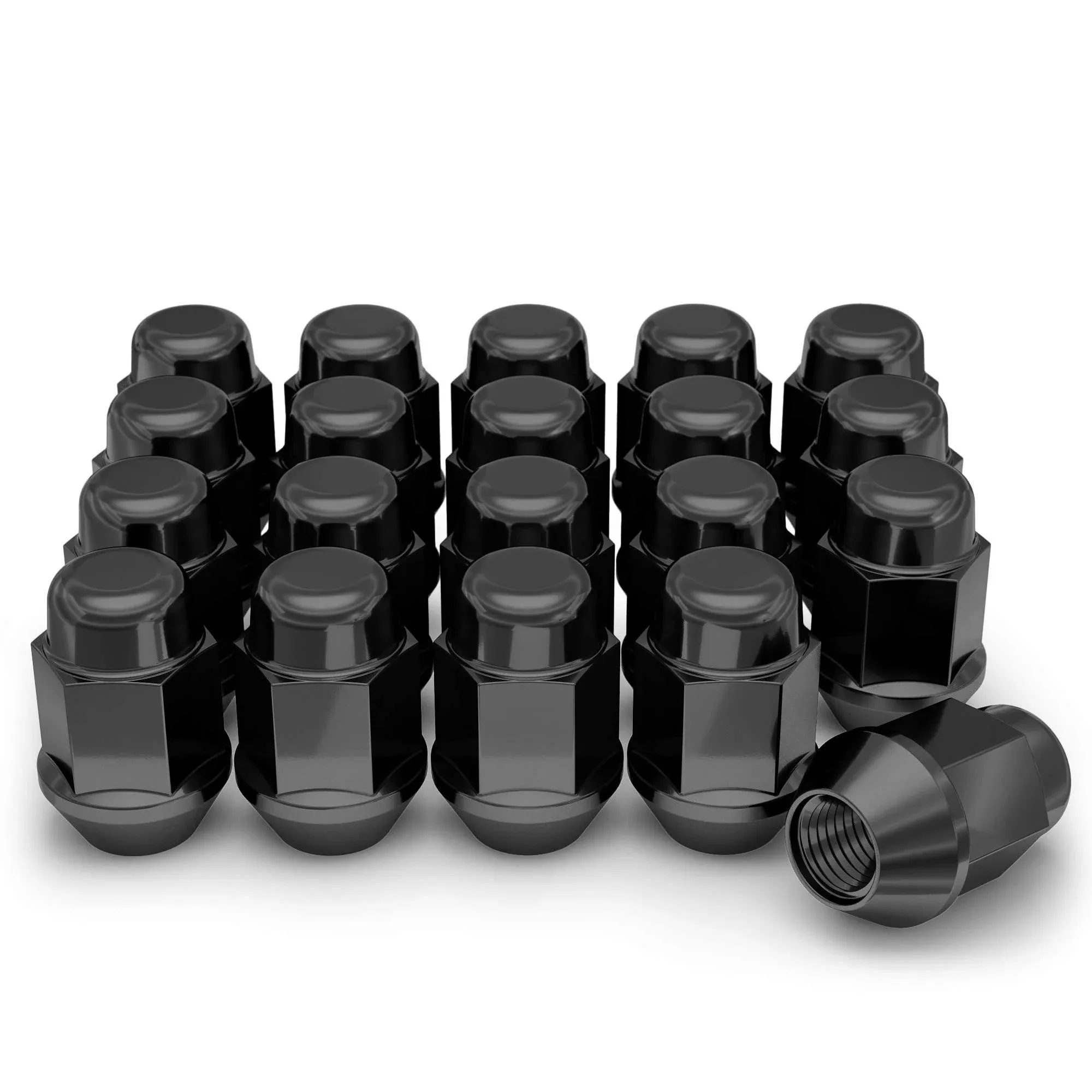 White Knight 1709SBK-20AM Black Chrome M14 x 1.50 Bulge Acorn Lug Nut, 20 Pack