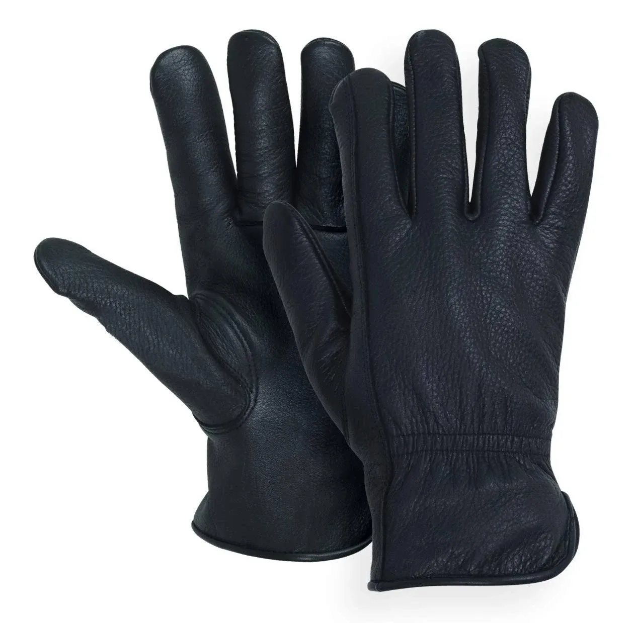 MEN`S FULL GRAIN BLACK DEERSKIN GLOVES LINED 40 GRAM 3M THINSULATE{SMALL}