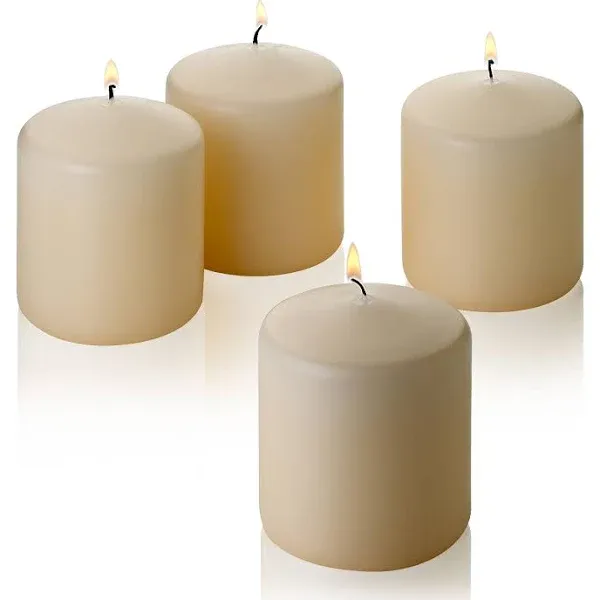 Light in The Dark French Vanilla Pillar Scented Candles 3" Tall x 3" Wide Set of 4