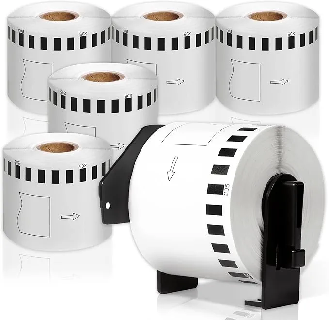 COLORWING Compatible Brother DK-2205 Continuous Paper Label Rolls 2-3/7" x 100'(62mm x 30.48m) Use with Brother QL Label Printer QL-500 QL-570 QL-700W QL-800 QL-810W, 6 Rolls+1 Frame