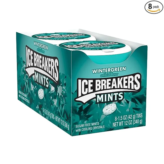 ICE BREAKERS Wintergreen Sugar Free Breath Mints Tins, 1.5 oz (8 Count)