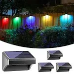 Bridika Fence Solar Lights Outdoor Waterproof Warm White & Color Glow LED, Solar Outdoor Wall Lights for Backyard, Patio, Deck Railing, Stair Handrail, Pool and Wall (4 Packs)