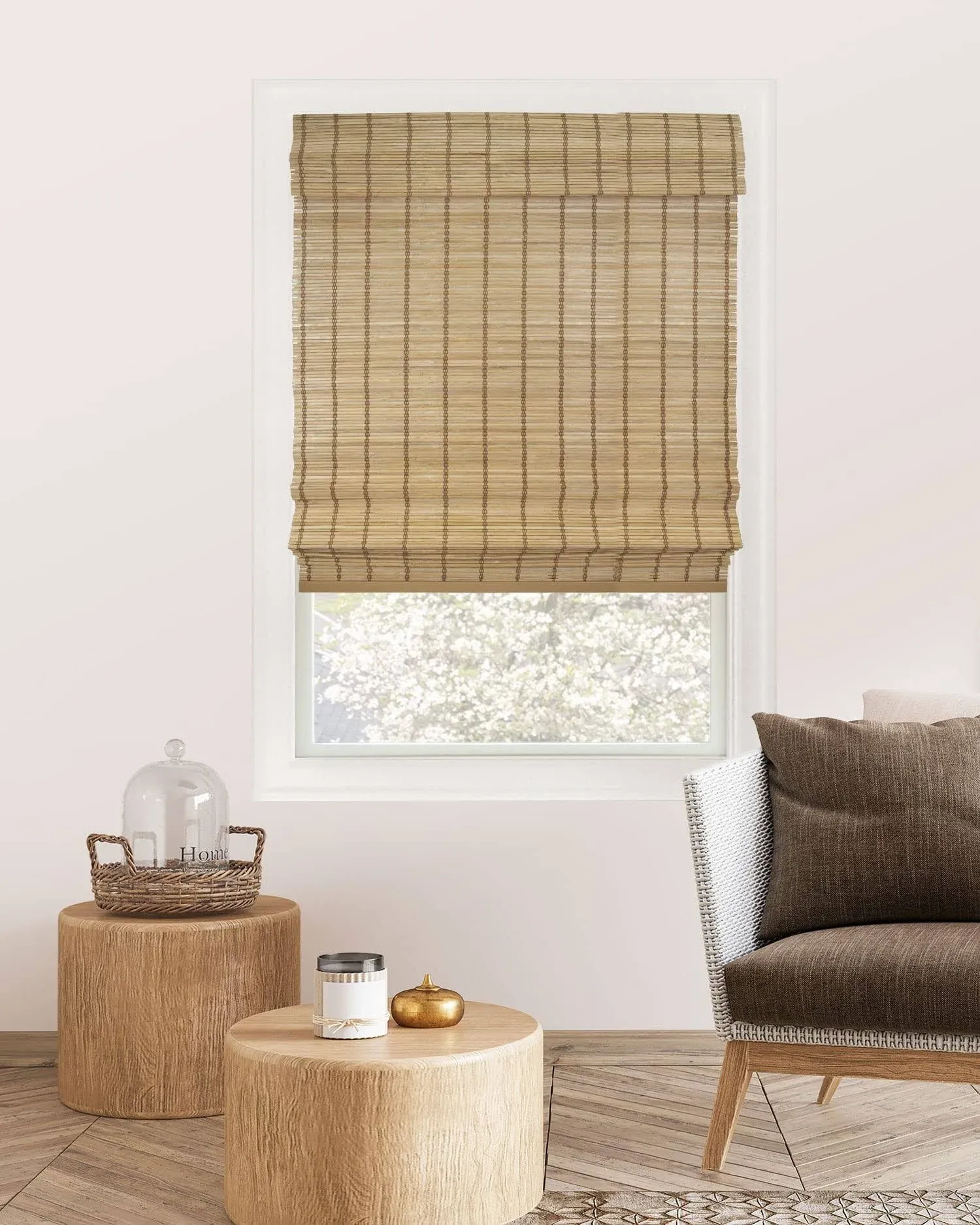 CHICOLOGY Bamboo Roman Shades - Customer Favorite Light Filtering Blinds for Windows, Premium Quality, Ideal for Home, Deer Brown, 27" W X 64" H