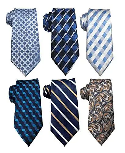 Lot 6 PCS Men's Silk Tie Woven Necktie Jacquard Classic Ties For Men