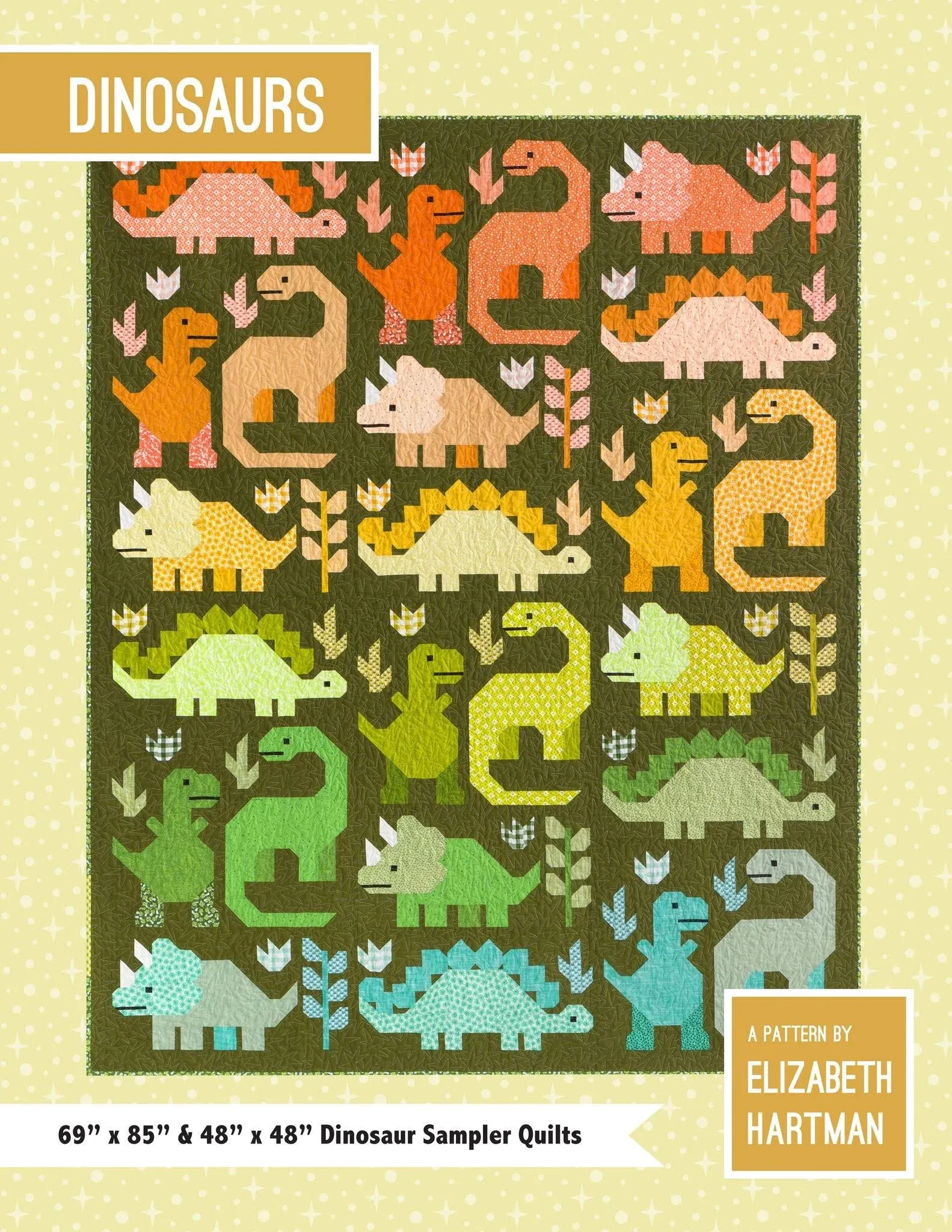 Dinosaurs Quilt Pattern in 2 Sizes by Elizabeth Hartman