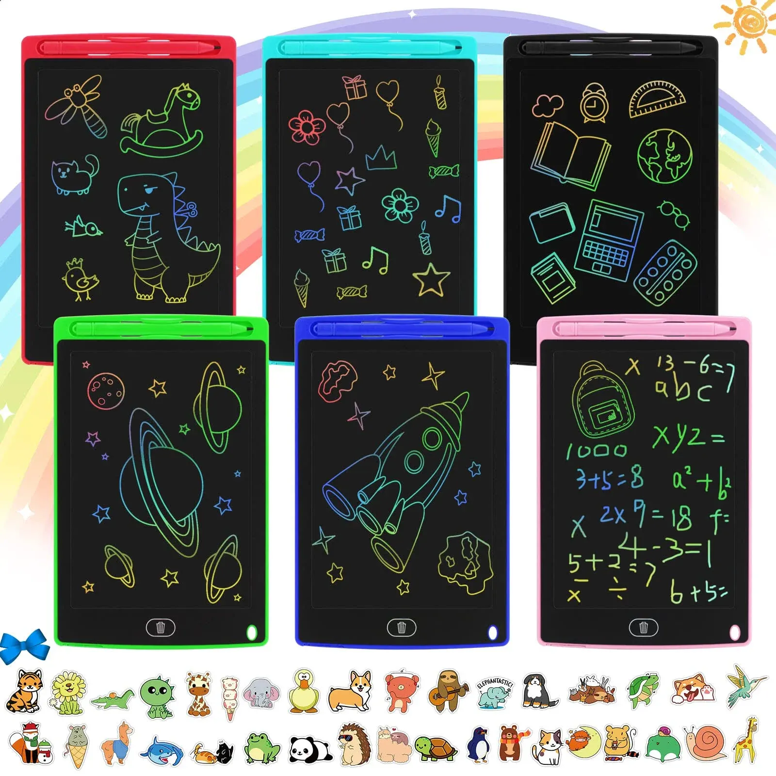 6 Pack LCD Writing Tablet for Kids, 8.5 Inch Colorful Erasable Doodle 6pcs