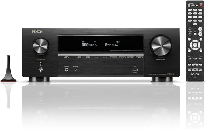 Denon AVR-X1800H 7.2 Channel AV Receiver (2023 Model) - 80W/Channel, Wireless Streaming via Built-in HEOS, WiFi, & Bluetooth, Supports Dolby Vision, HDR10+, Dynamic HDR, and Home Automation Systems