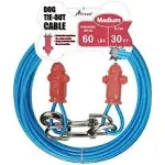 Petest Reflective Tie Out Cable with Crimp Cover for Medium Dogs Up to 60 Pounds, 30 Feet