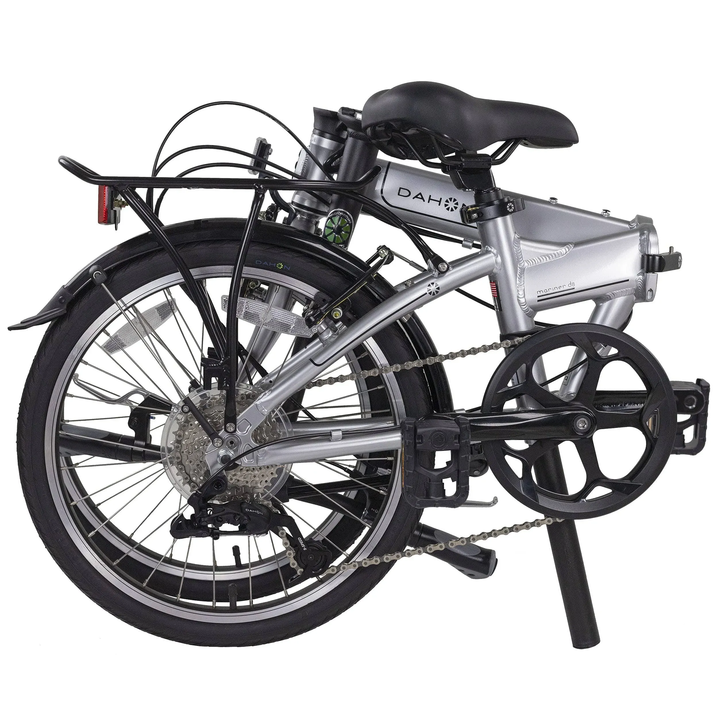 Dahon Mariner D8 Folding Bike, Lightweight Aluminum Frame; 8-Speed Gears; 20” Foldable Bicycle for Adults, Silver