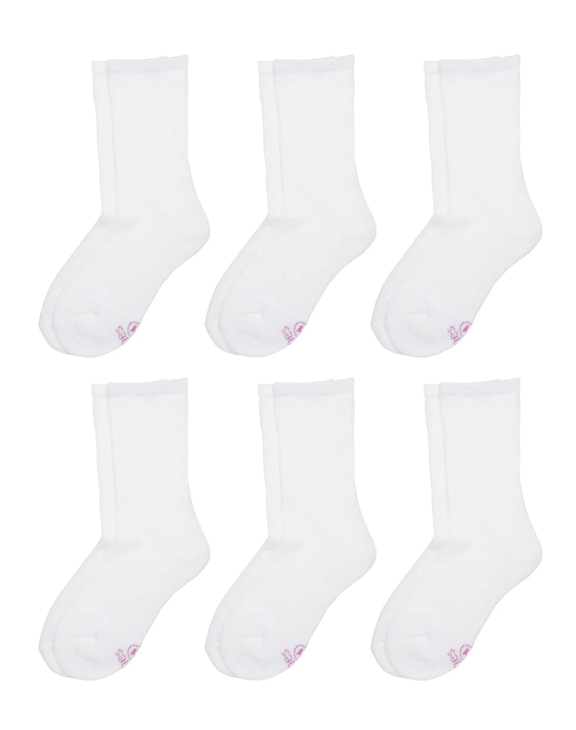 Hanes Girls' 6-Pair Pack Crew Socks