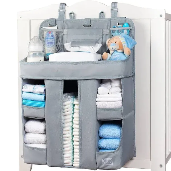 XL Hanging Diaper Caddy Organizer – Reinforced Diaper Stacker for Crib that Keeps Shape for Changing Table, Playard, Wall & Door – Holder for Newborn Baby Girl & Boy