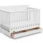 Graco Hadley 5-in-1 Convertible Crib with Drawer (Espresso) – Crib with Drawer Combo, Includes Full-Size Nursery Storage Drawer, Converts from Baby Crib to Toddler Bed, Daybed and Full-Size Bed