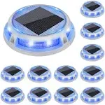 VOLISUN Solar Driveway Lights Dock Outdooor Waterproof Marker Lights,12 Pack Solar Deck Lights 2 Colors in 1 Led IP67,Solar Blue Step Lights for Driveway Sidewalk Pathway Yard(White/Blue)