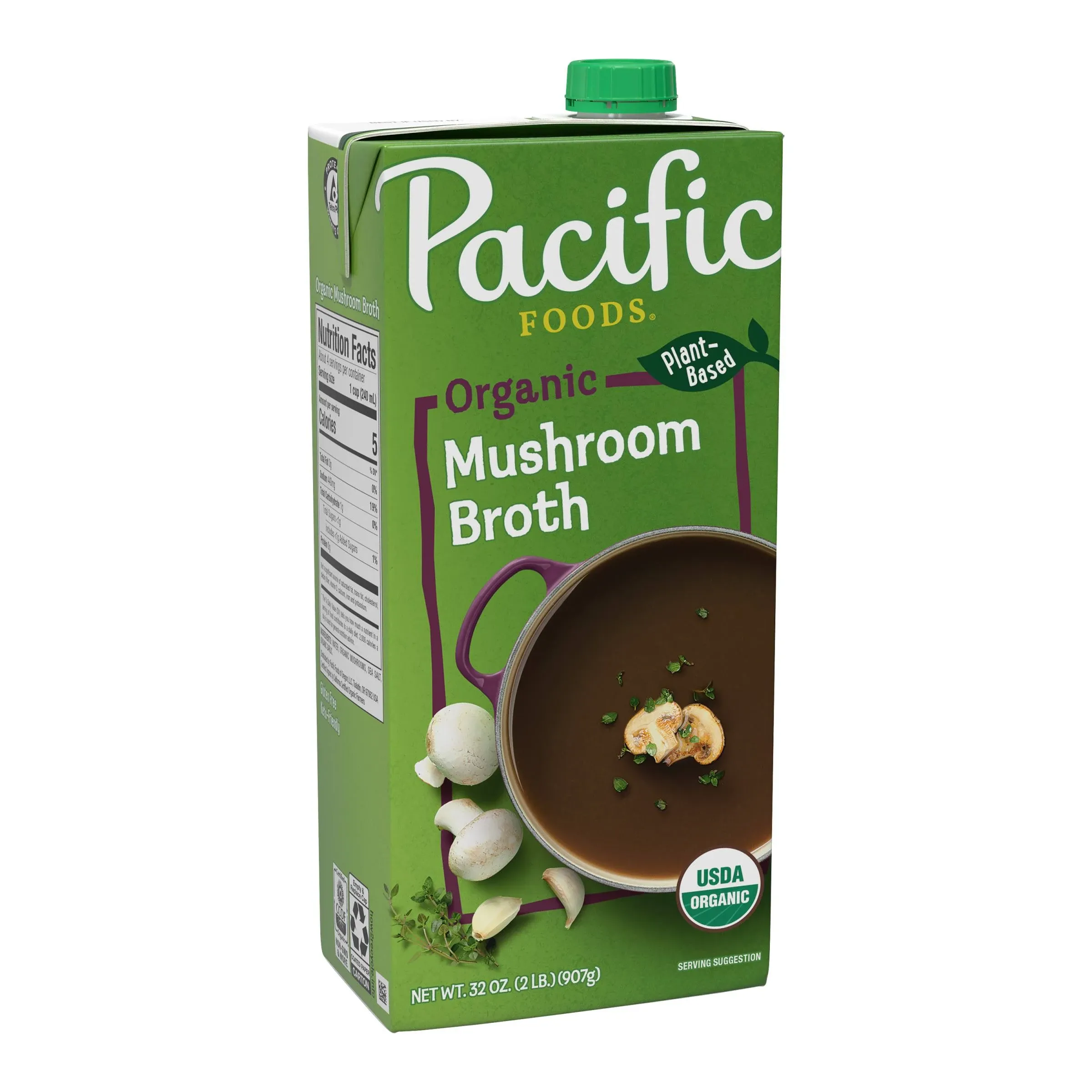 Pacific Foods Organic Mushroom Broth, 32 oz Carton