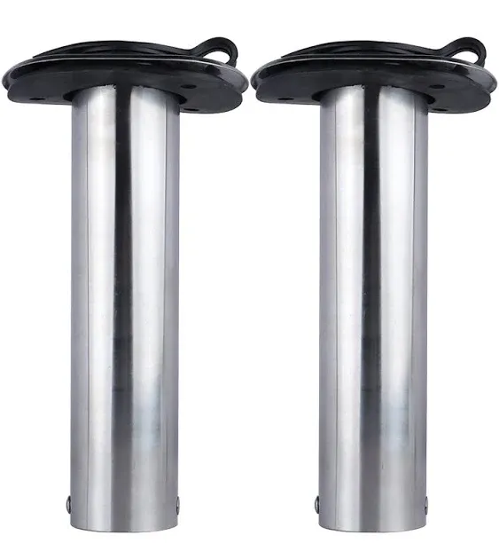 Hoffen 2Pcs Boat Stainless Steel Fishing Rod Holder Flush Mount 15/30/90 Degree with PVC Cap,Inner Tube and Gasket