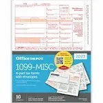 1099-MISC Laser Tax Forms And Envelopes, 4-Part, 2-Up, 8-1/2" x 11", Pack Of 10 Form Sets