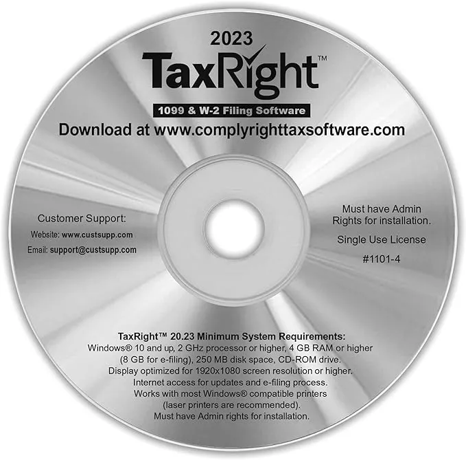 TaxRight 2023 Software (Formerly Known as TFP) for Tax Form Filling, Printing, and Filing, CD-ROM Designed for Windows Computers and Small Business Use, Compatible with 2023 Tax Forms