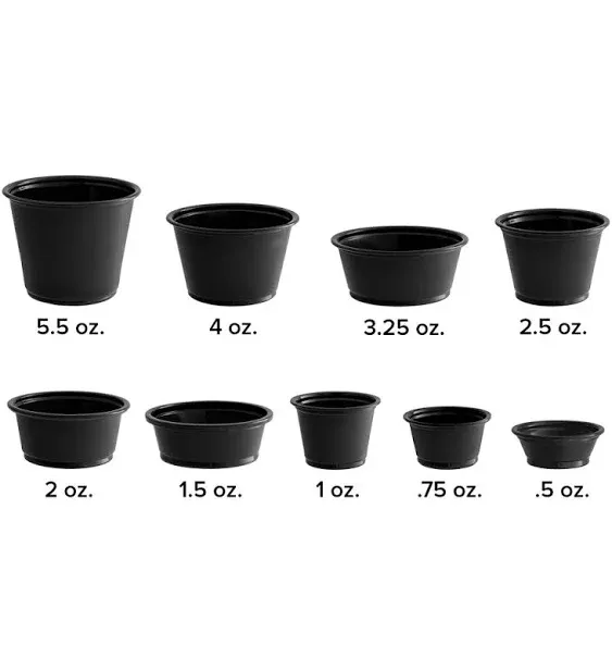 Choice Black Plastic Souffle Cup / Portion Cup - 2 oz. - 2500/Case