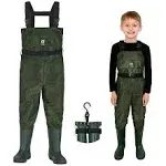 TIDEWE Chest Waders for Kids, Waterproof Youth Waders with Boot Hanger, Lightweight PVC Kids Waders with Boot for Fishing