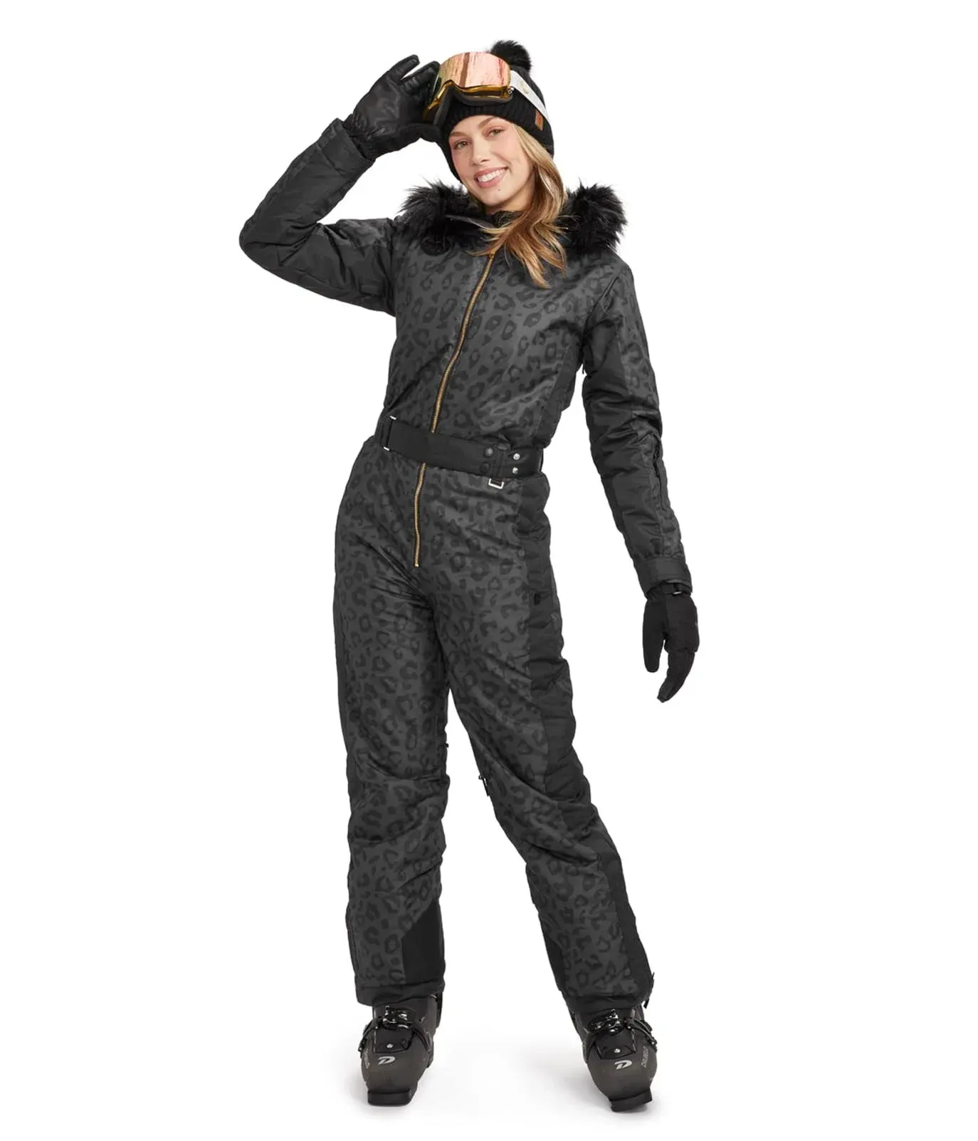 Women's Tipsy Elves Midnight Leopard Snow Suit