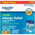 Equate Allergy Relief Loratadine Tablets 10 mg, Antihistamine, 120 Count